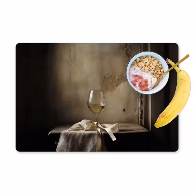 Placemat vinyl - Strik - Beige - Witte - Wijn — 1