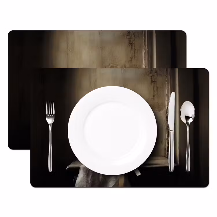 Placemat vinyl - Strik - Beige - Witte - Wijn — 2