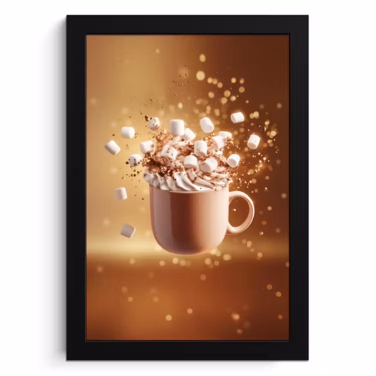 Poster met lijst - Chocomelk - Drinken - Warm - Bruin — 1