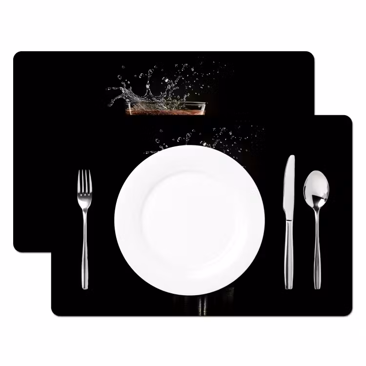 Placemat vinyl - Cocktail - Zwart - Spetters - Glas — 2
