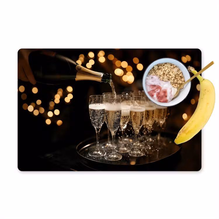 Placemat vinyl - Lichtjes - Champagne - Dienblad - Glazen — 1