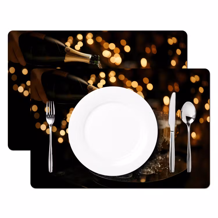 Placemat vinyl - Lichtjes - Champagne - Dienblad - Glazen — 2