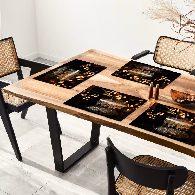 Placemat vinyl - Lichtjes - Champagne - Dienblad - Glazen — 4
