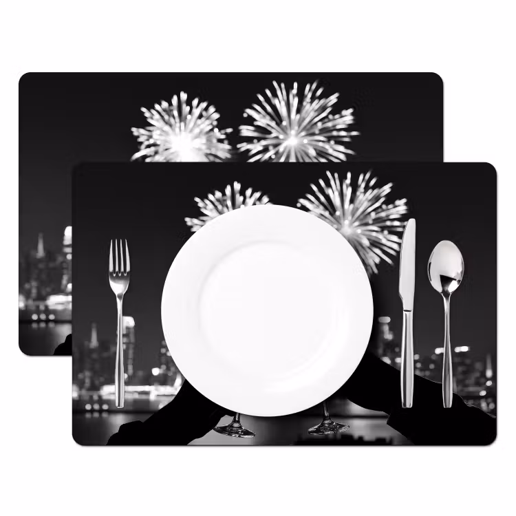 Placemat vinyl - Vuurwerk - Proosten - Skyline - Champagne — 2