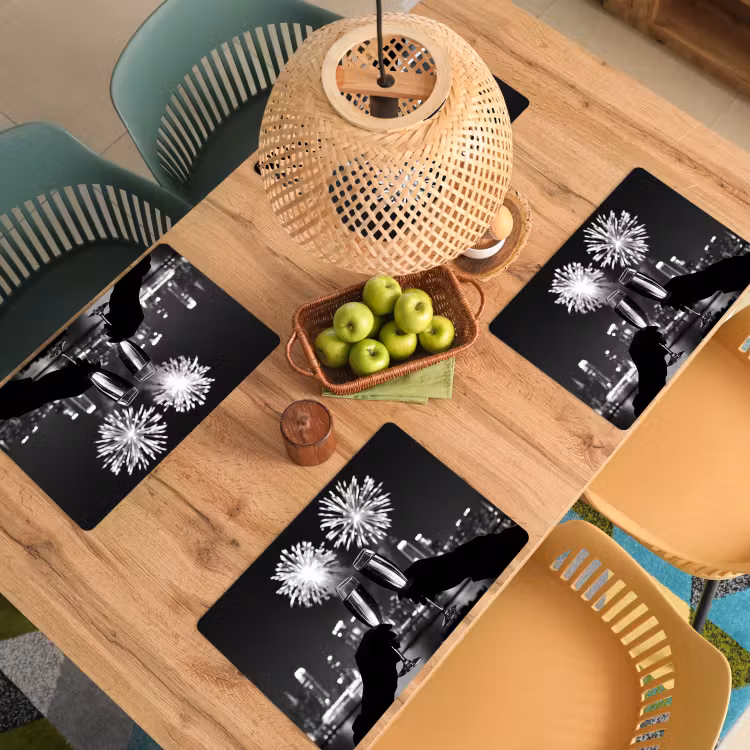 Placemat vinyl - Vuurwerk - Proosten - Skyline - Champagne — 3