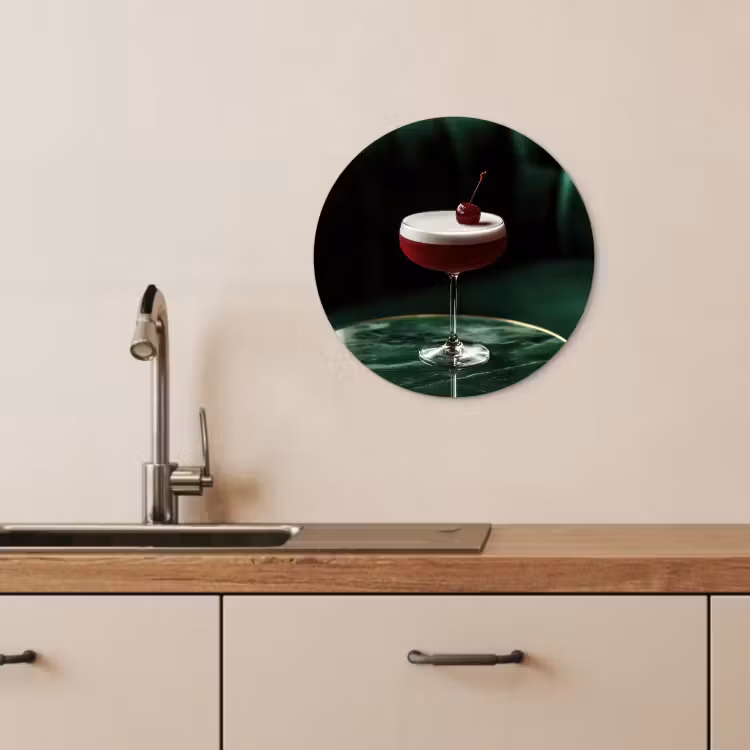 Muurcirkel - Kers - Cocktail - Rood - Marmer — 2