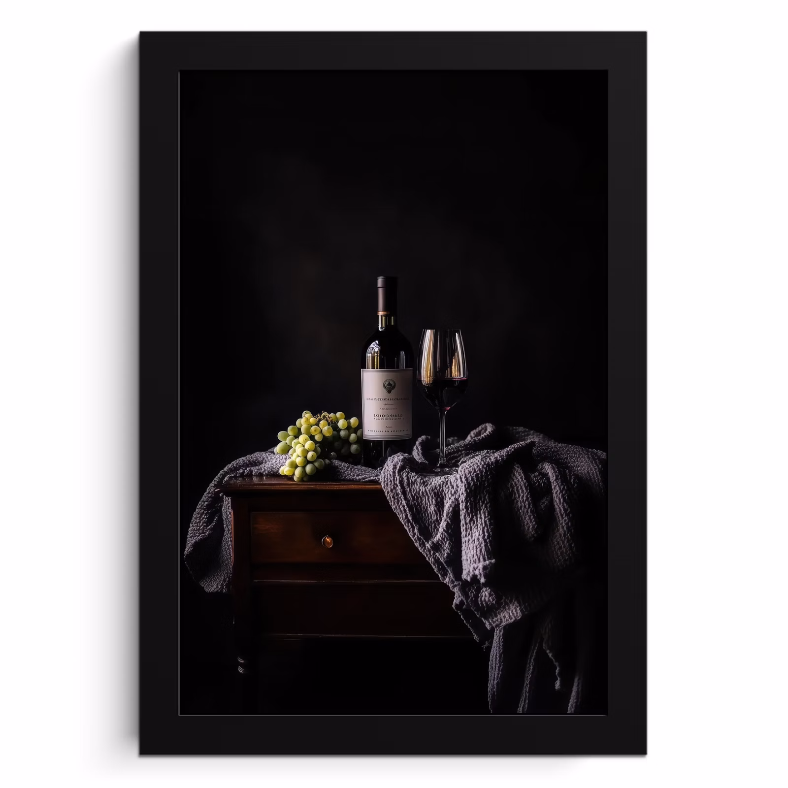Poster met lijst - Druiven - Wijn - Rood - Tafel — 1