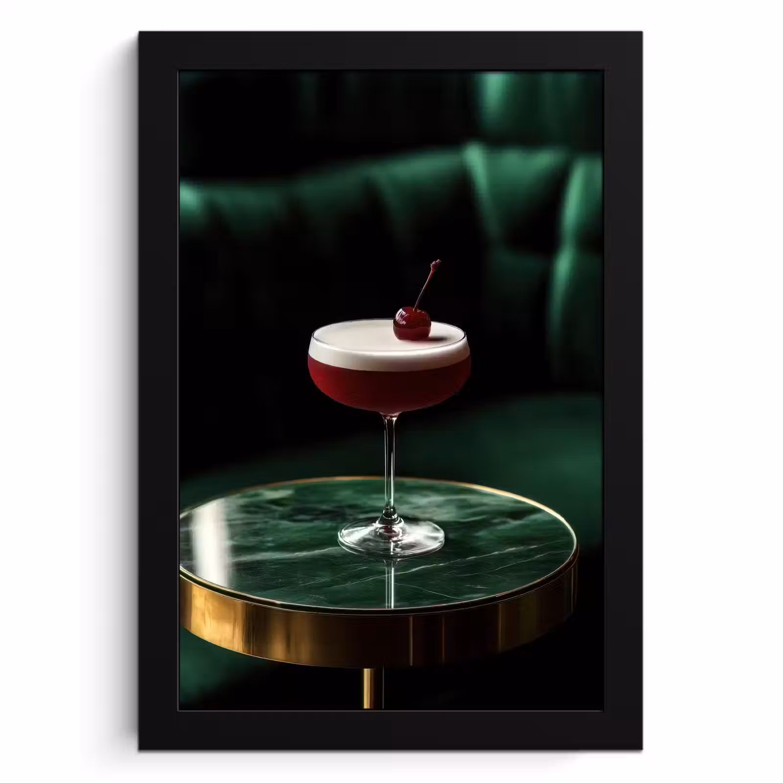 Poster met lijst - Kers - Cocktail - Rood - Marmer — 1