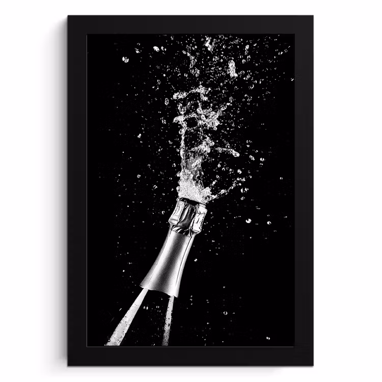 Poster met lijst - Champagne - Zwart - Spetters - Popping — 1