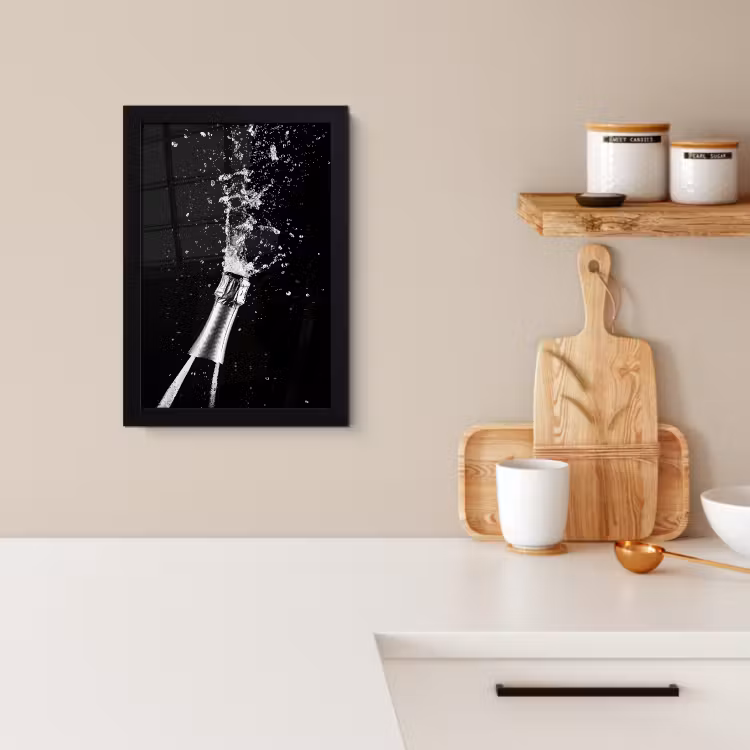 Poster met lijst - Champagne - Zwart - Spetters - Popping — 2