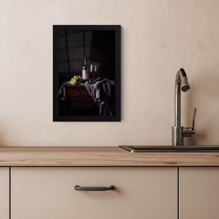 Poster met lijst - Druiven - Wijn - Rood - Tafel — 2
