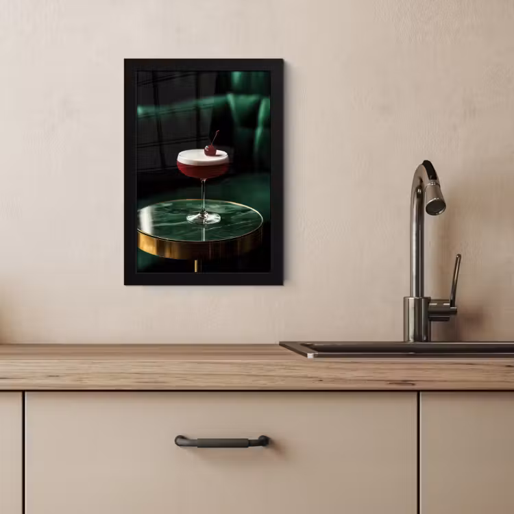 Poster met lijst - Kers - Cocktail - Rood - Marmer — 2