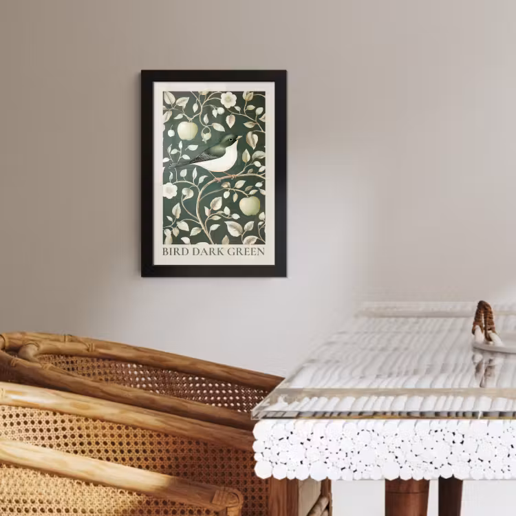 Poster met lijst - Groen - Vogel  - Bloemen — 4