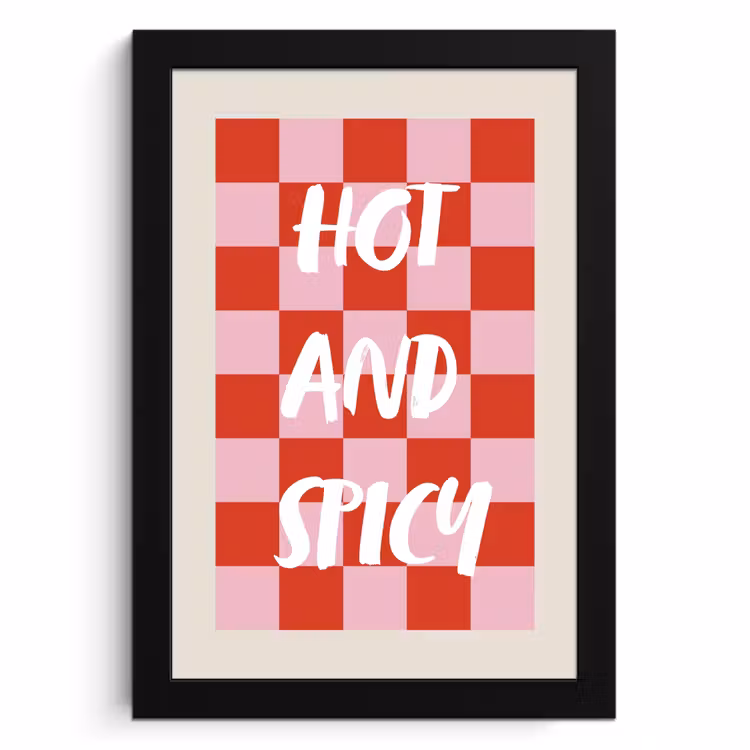 Poster met lijst - Hot - Spicy - Geruit - Rood — 1