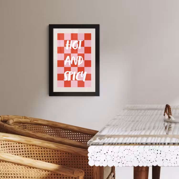Poster met lijst - Hot - Spicy - Geruit - Rood — 3