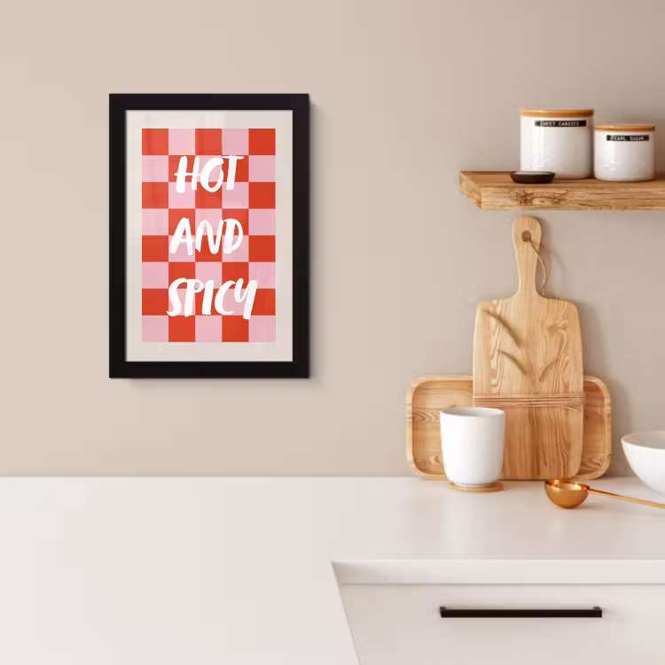 Poster met lijst - Hot - Spicy - Geruit - Rood — 4