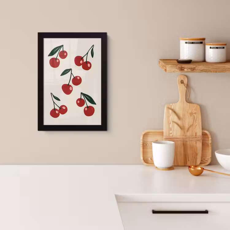 Poster met lijst - Kersen - Blaadjes - Rood — 4