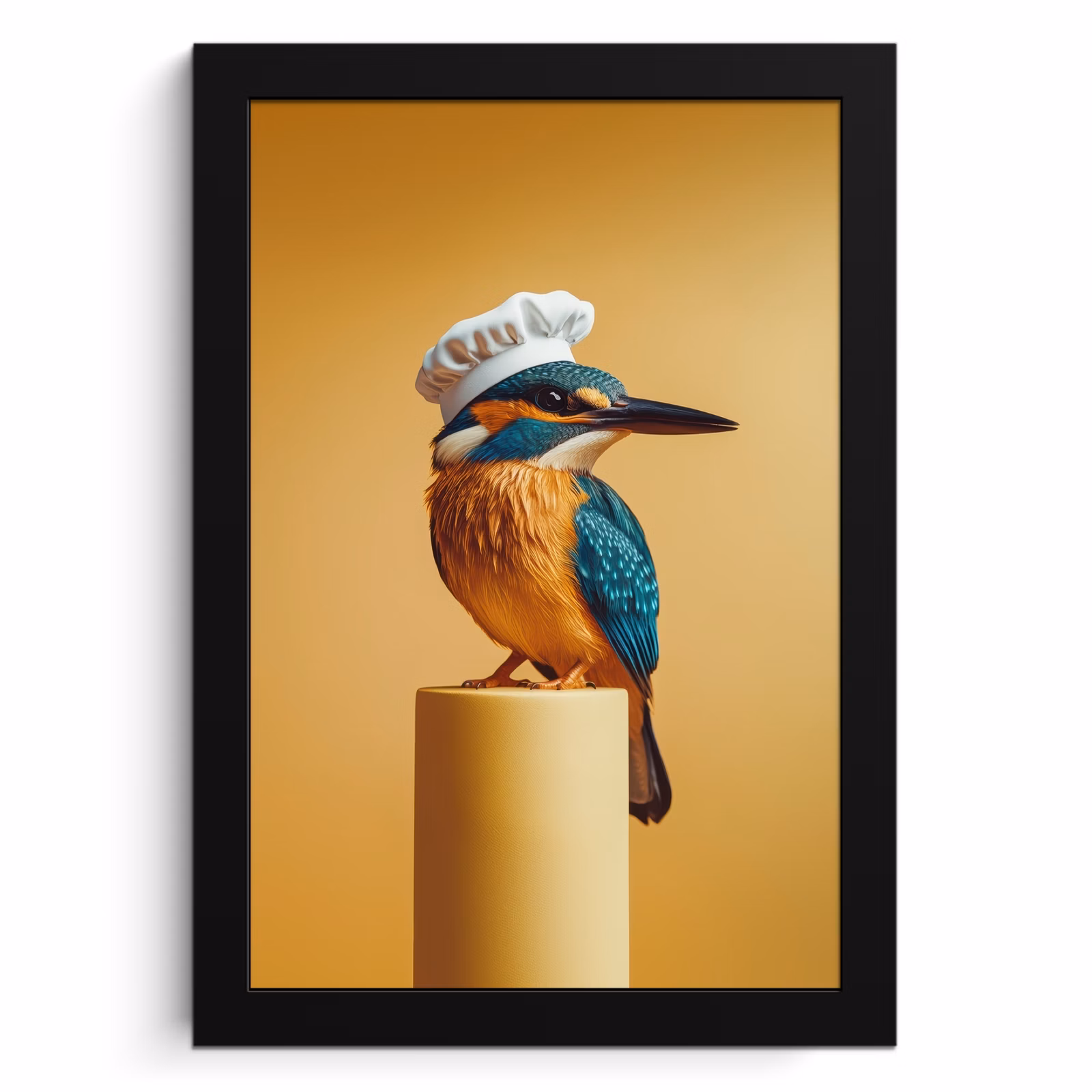 Poster met lijst - Ijsvogel - Pilaar - Koksmuts - Vogel — 1