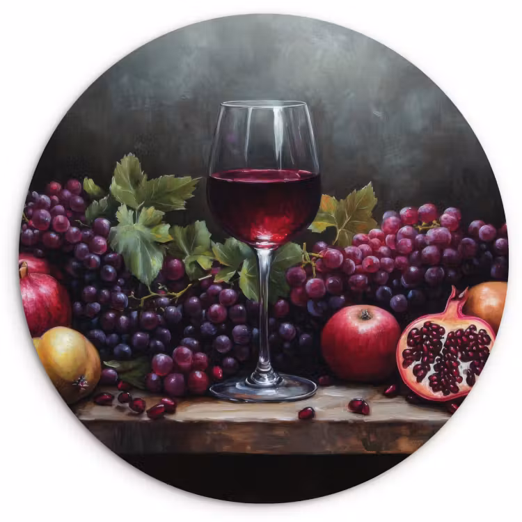 Muurcirkel - Wijn - Fruit - Stilleven — 1