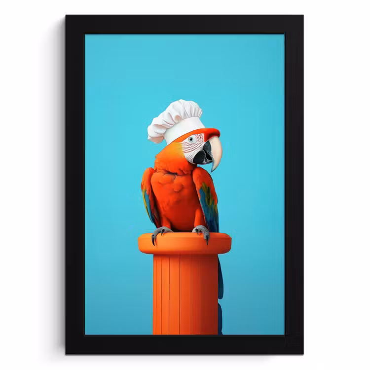 Poster met lijst - Ara - Koksmuts - Sokkel - Grappig — 1