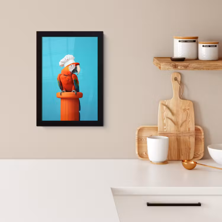 Poster met lijst - Ara - Koksmuts - Sokkel - Grappig — 2