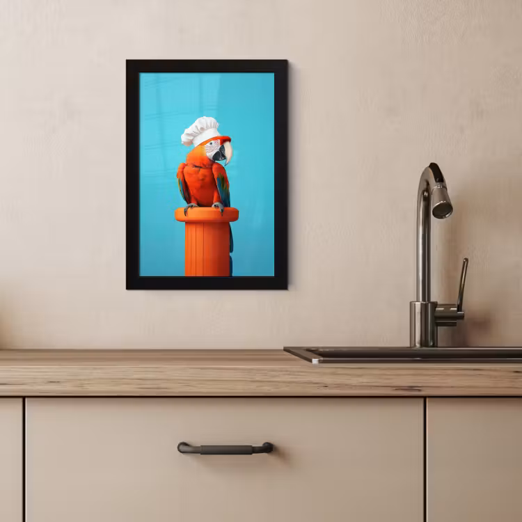 Poster met lijst - Ara - Koksmuts - Sokkel - Grappig — 4