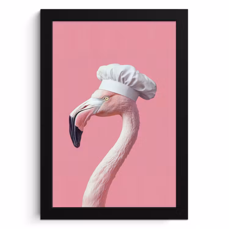 Poster met lijst - Flamingo - Roze - Koksmuts - Vogel — 1