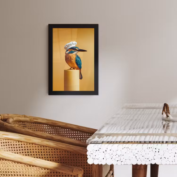 Poster met lijst - Ijsvogel - Pilaar - Koksmuts - Vogel — 3