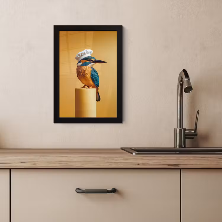 Poster met lijst - Ijsvogel - Pilaar - Koksmuts - Vogel — 4
