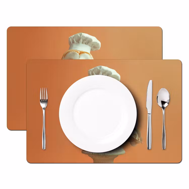 Placemat vinyl - Kerkuil - Koksmuts - Oranje - Vogel — 2