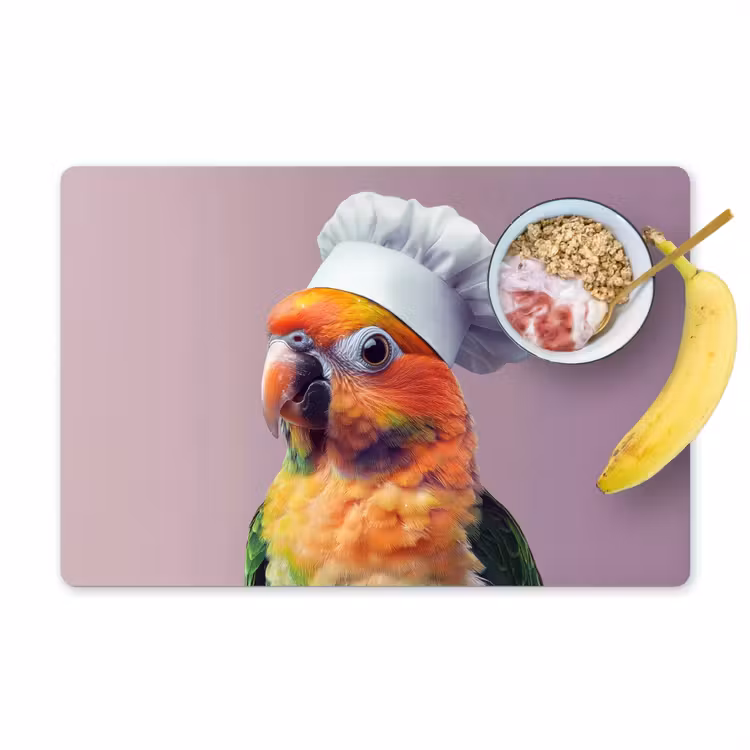 Placemat vinyl - Papegaai - Koksmuts - Nieuwsgierig - Vogel — 1