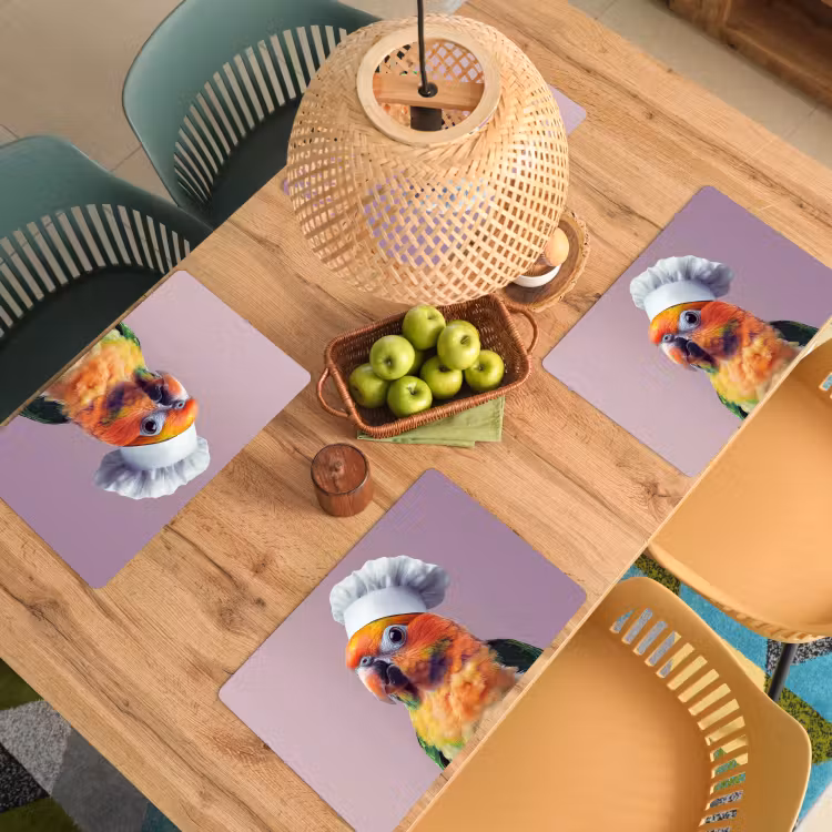 Placemat vinyl - Papegaai - Koksmuts - Nieuwsgierig - Vogel — 3