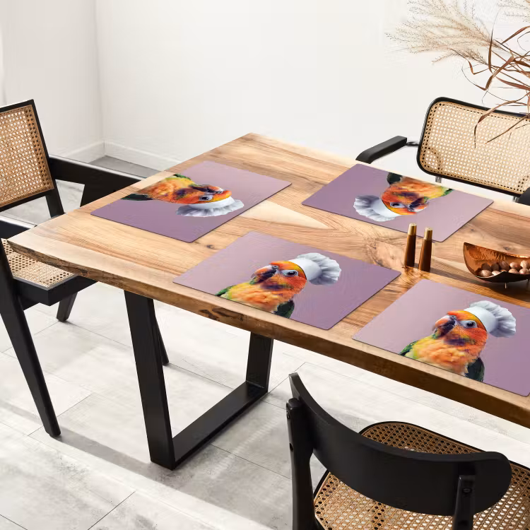 Placemat vinyl - Papegaai - Koksmuts - Nieuwsgierig - Vogel — 4