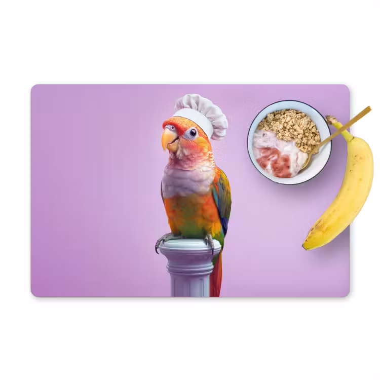 Placemat vinyl - Papegaai - Koksmuts - Pilaar - Vogel — 1