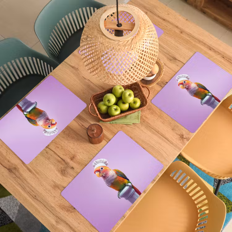 Placemat vinyl - Papegaai - Koksmuts - Pilaar - Vogel — 3