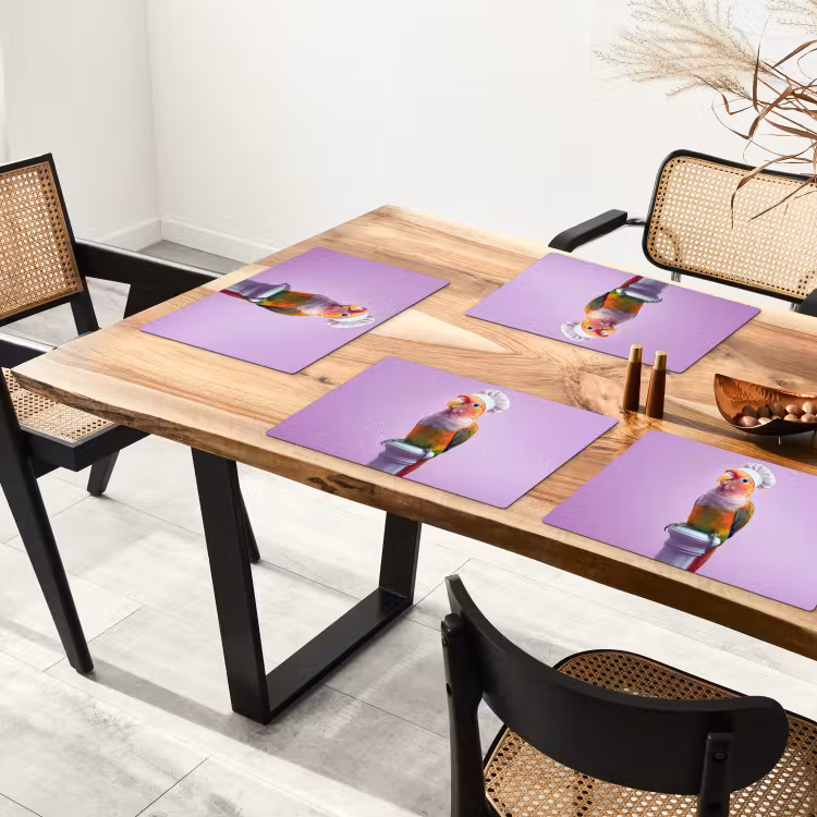 Placemat vinyl - Papegaai - Koksmuts - Pilaar - Vogel — 4