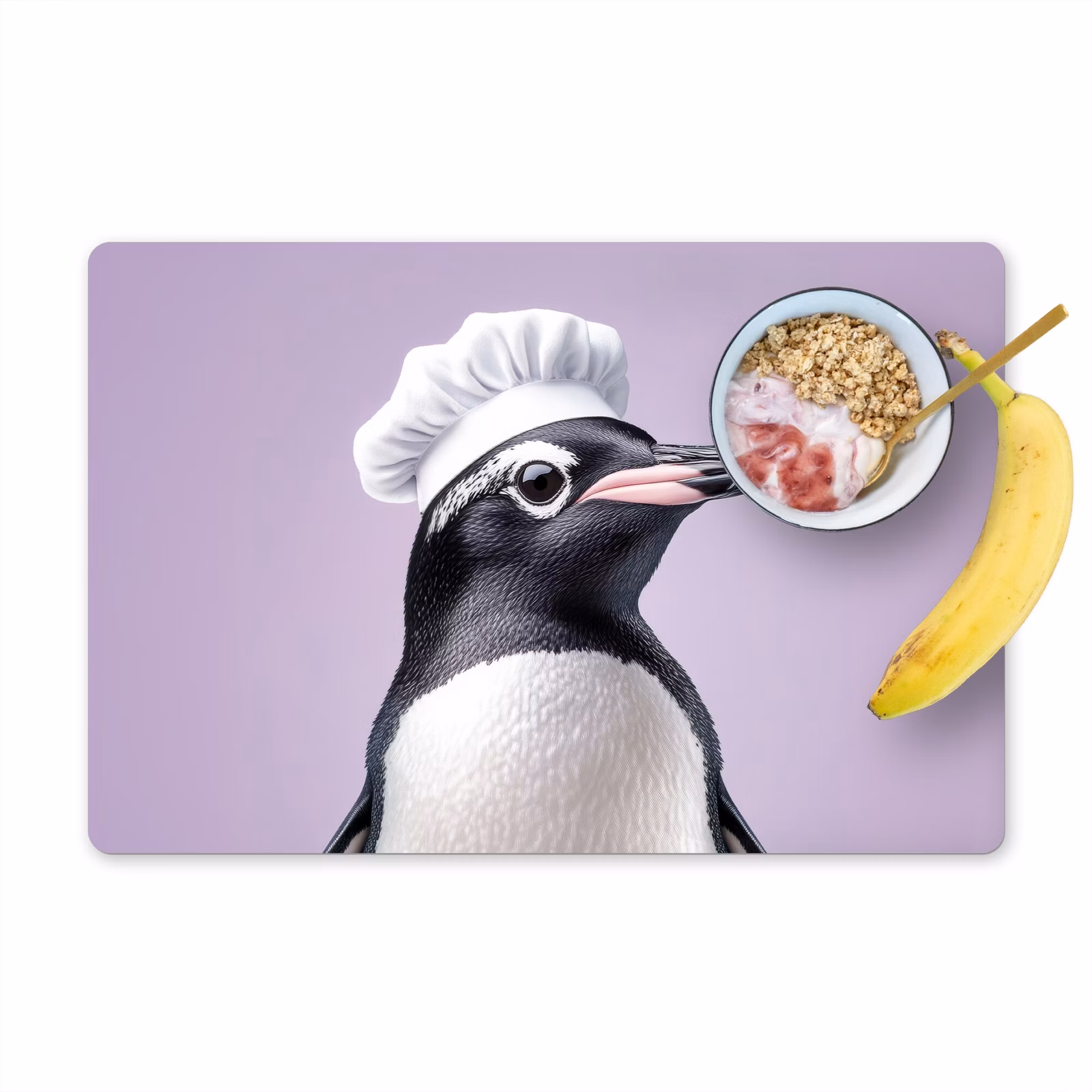 Placemat vinyl - Pinguïn - Koksmuts - Lief - Paars — 1