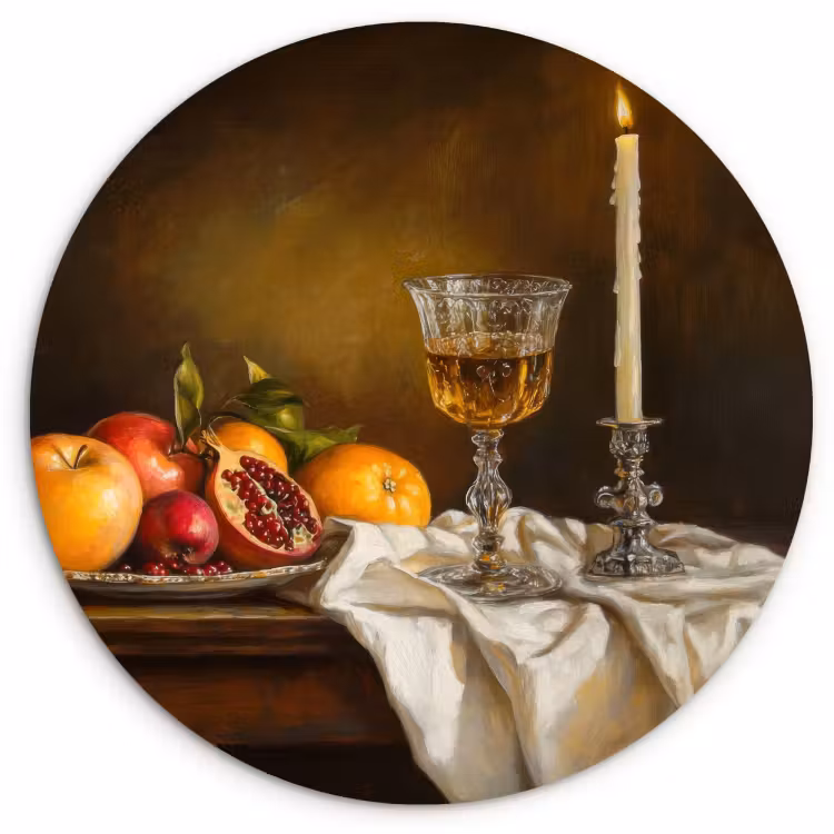 Muurcirkel - Fruit -  Stilleven - Wijn - Kaars — 1