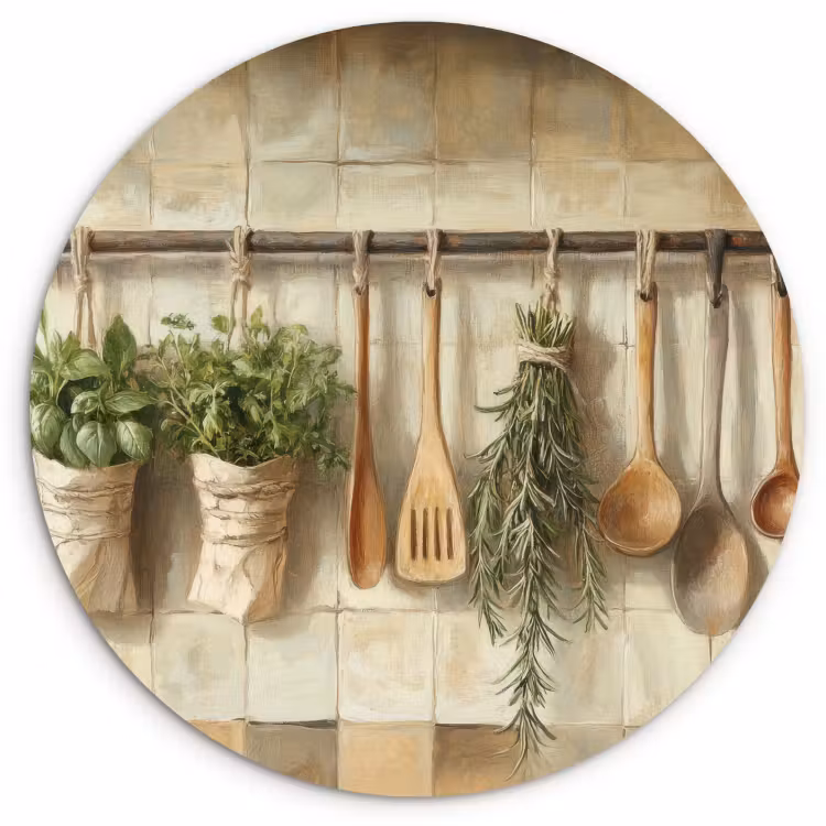 Muurcirkel - Hout - Keukengerei - Stilleven - Tegels — 2