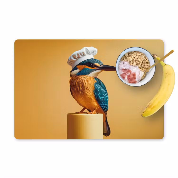 Placemat vinyl - Ijsvogel - Pilaar - Koksmuts - Vogel — 1