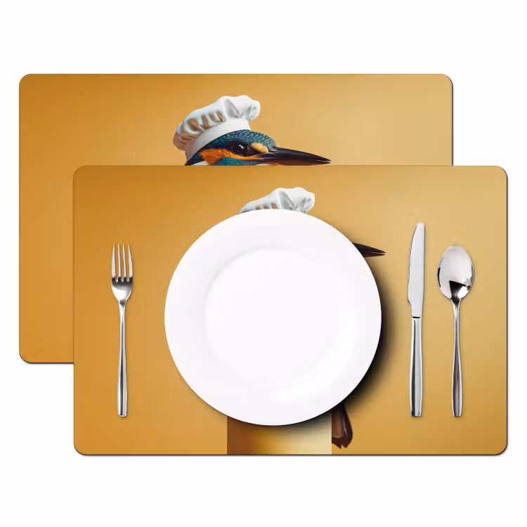 Placemat vinyl - Ijsvogel - Pilaar - Koksmuts - Vogel — 2