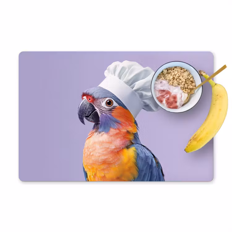 Placemat vinyl - Papegaai - Koksmuts - Paars - Cute — 1