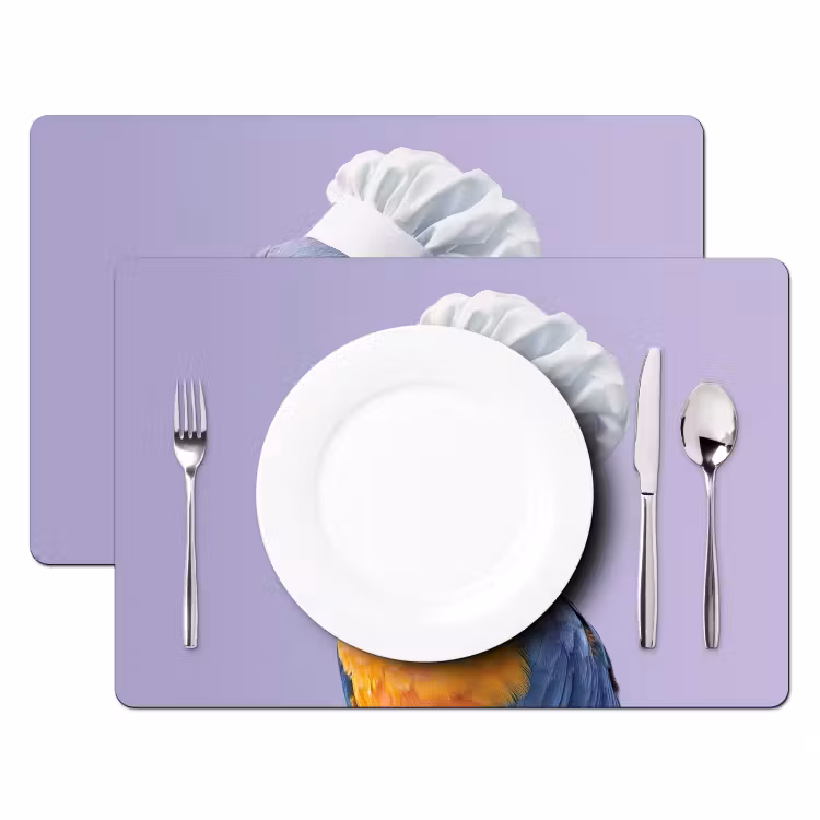 Placemat vinyl - Papegaai - Koksmuts - Paars - Cute — 2