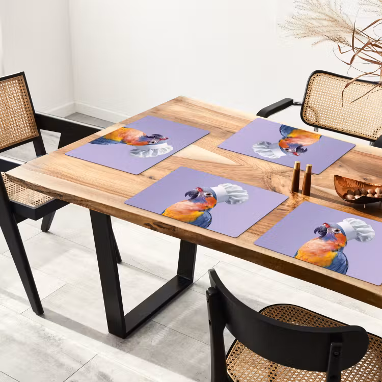 Placemat vinyl - Papegaai - Koksmuts - Paars - Cute — 4
