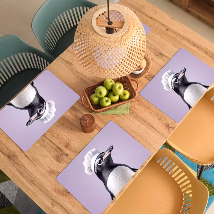 Placemat vinyl - Pinguïn - Koksmuts - Lief - Paars — 3