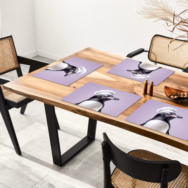 Placemat vinyl - Pinguïn - Koksmuts - Lief - Paars — 4