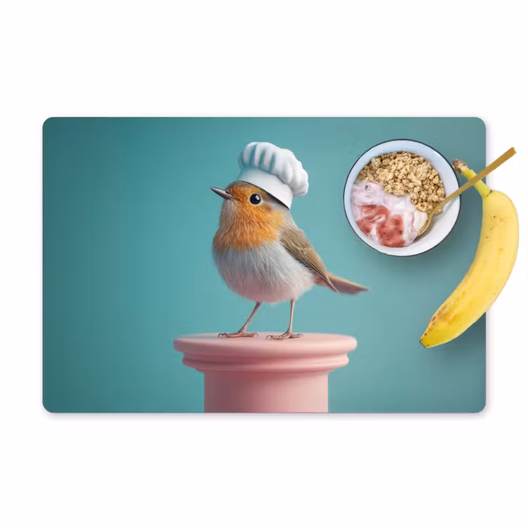 Placemat vinyl - Roodborstje - Vogel - Koksmuts - Sokkel — 1