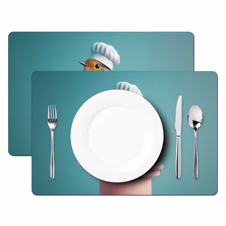 Placemat vinyl - Roodborstje - Vogel - Koksmuts - Sokkel — 2