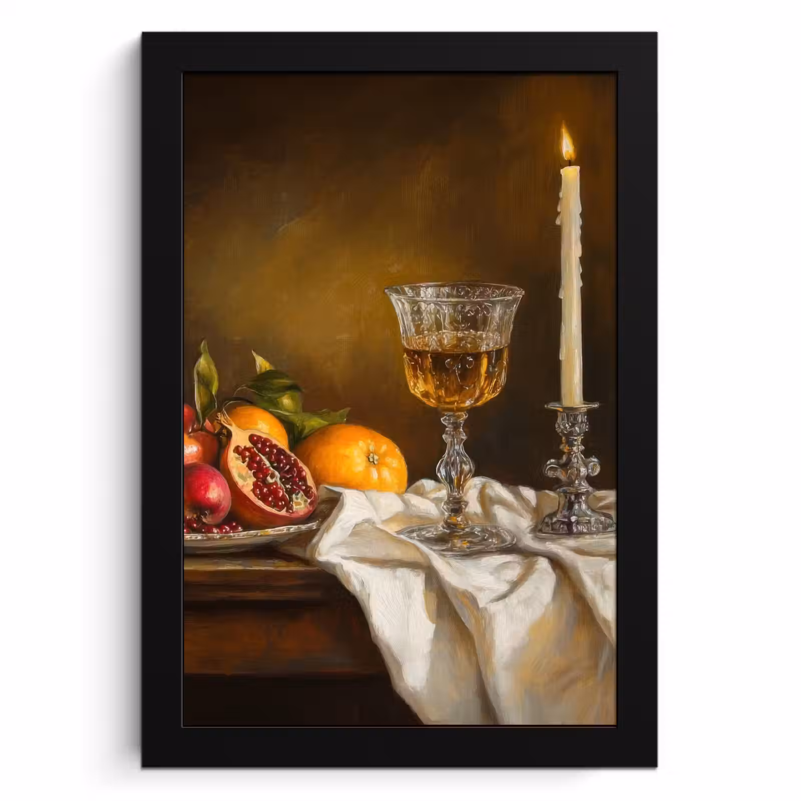 Poster met lijst - Fruit - Stilleven - Wijn - Kaars — 1