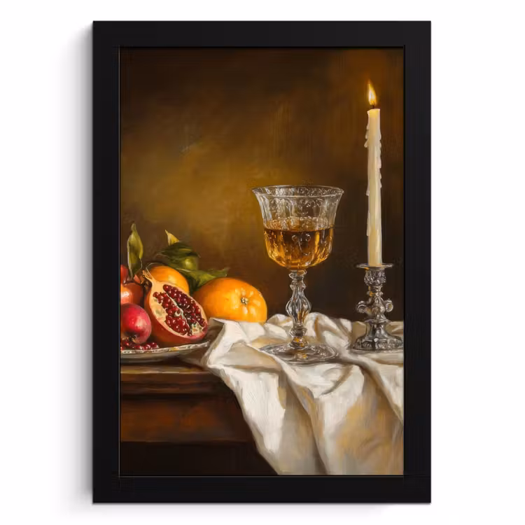 Poster met lijst - Fruit - Stilleven - Wijn - Kaars — 1